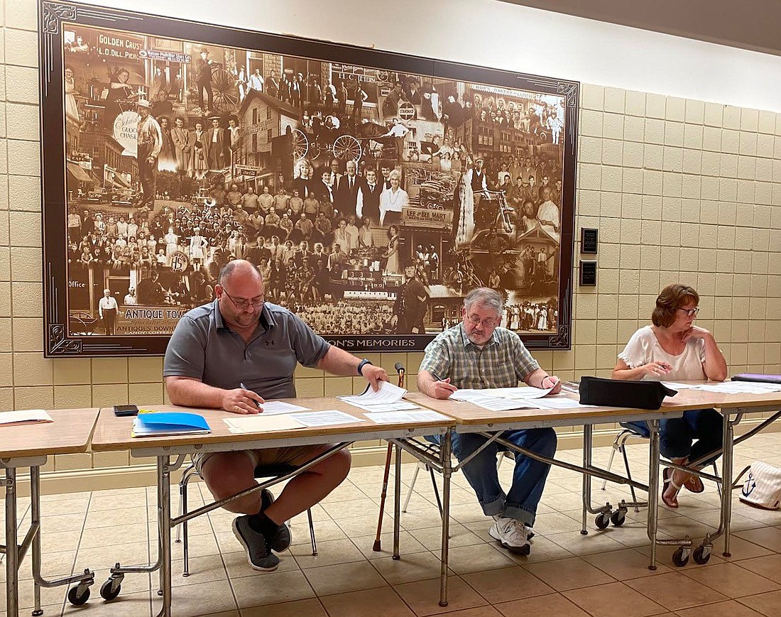 Pictured at the Pierceton Town Council meeting on Monday at the Pierceton Community Building are (L to R) Council President Matt Brubaker, member Tom Barker and Vice President Janet Castle. Photo by Leah Sander, InkFreeNews