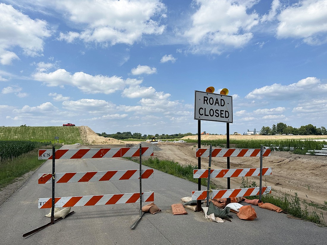 North Main Street in Milford is closed north of Chore Time for the CR 1300N extension project. Photo by David Slone, Times-Union