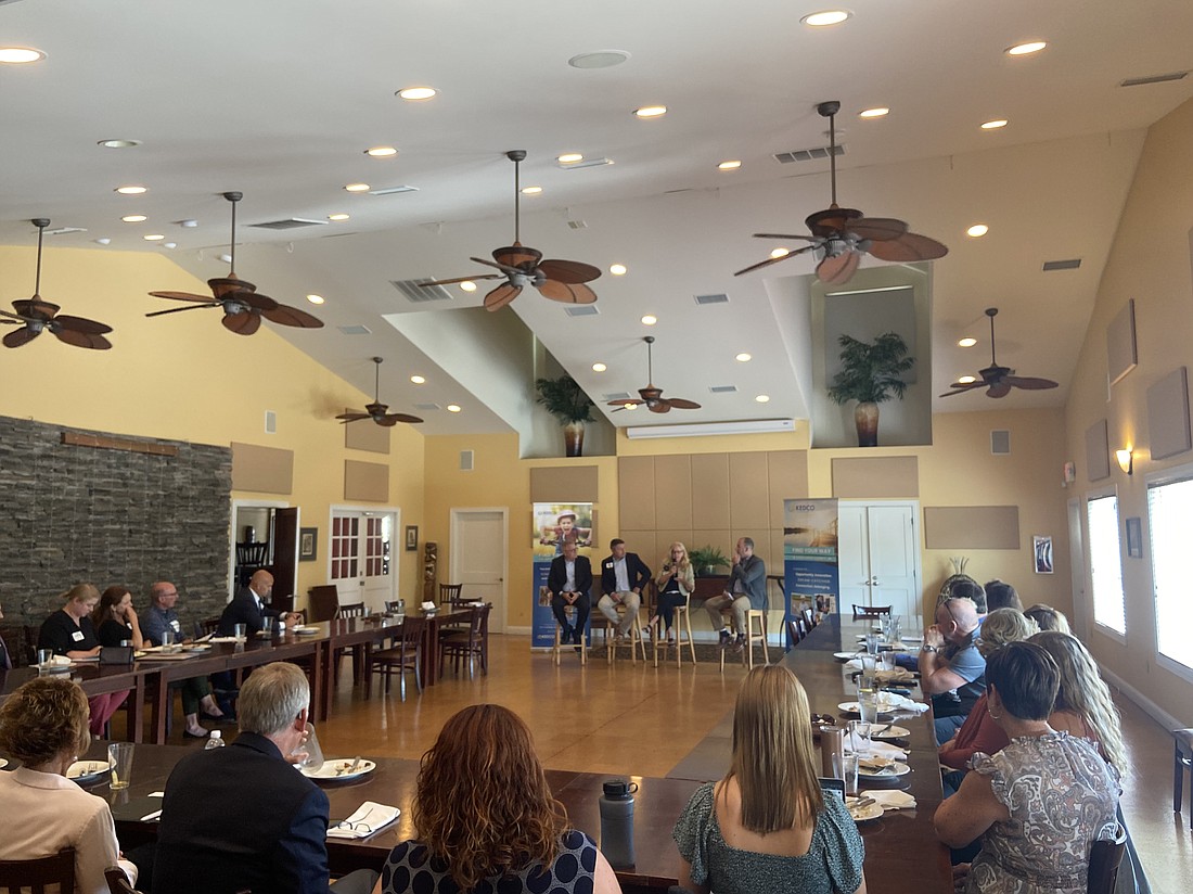 Panelists (L to R) are Matt Smith, Mike Rutz, Lori Stanger and Alan Tio. The Leadership Roundtable was held at The Taharaa Room at Noa Noa Wood Grill & Sushi Bar. Photo Provided