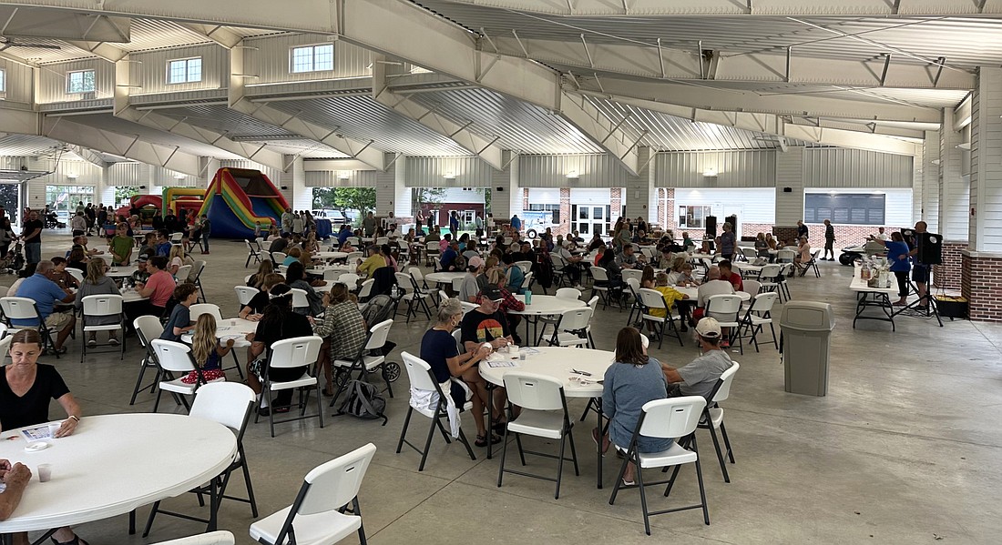 The tables were mostly filled for bingo and dinner at Saturday’s Family Festival in Winona Lake. Photo by David Slone, Times-Union.