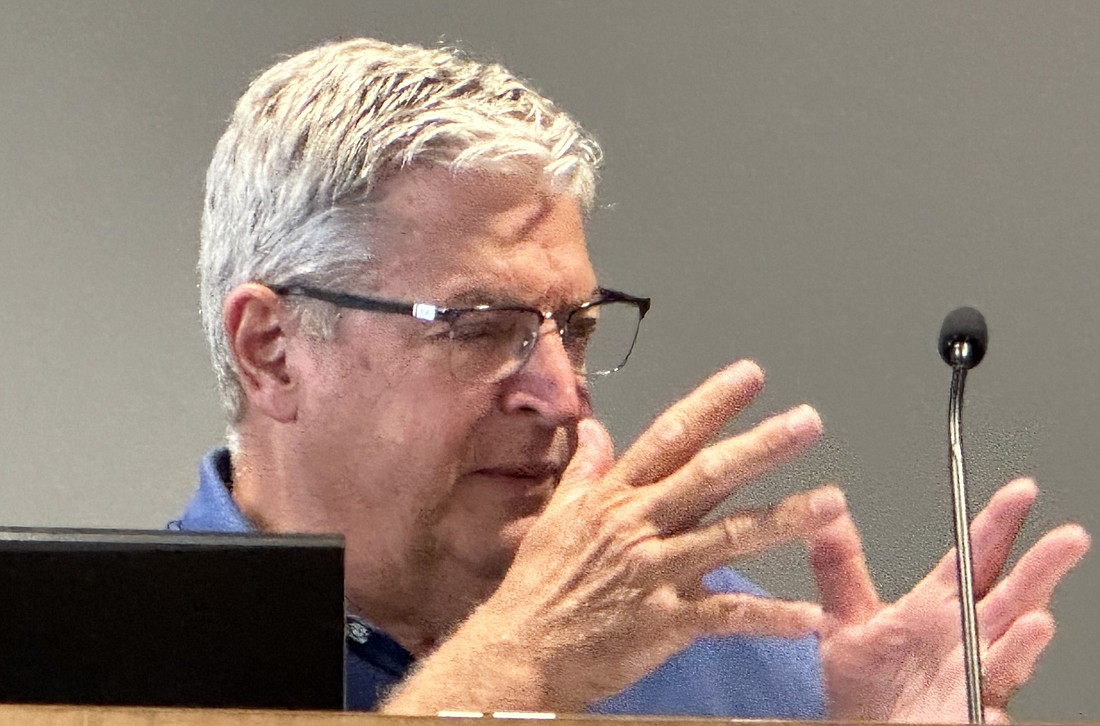 Warsaw Mayor Joe Thallemer gestures while expressing the importance of the Hyett Palma Study to the Common Council Monday. Photo by David Slone, Times-Union