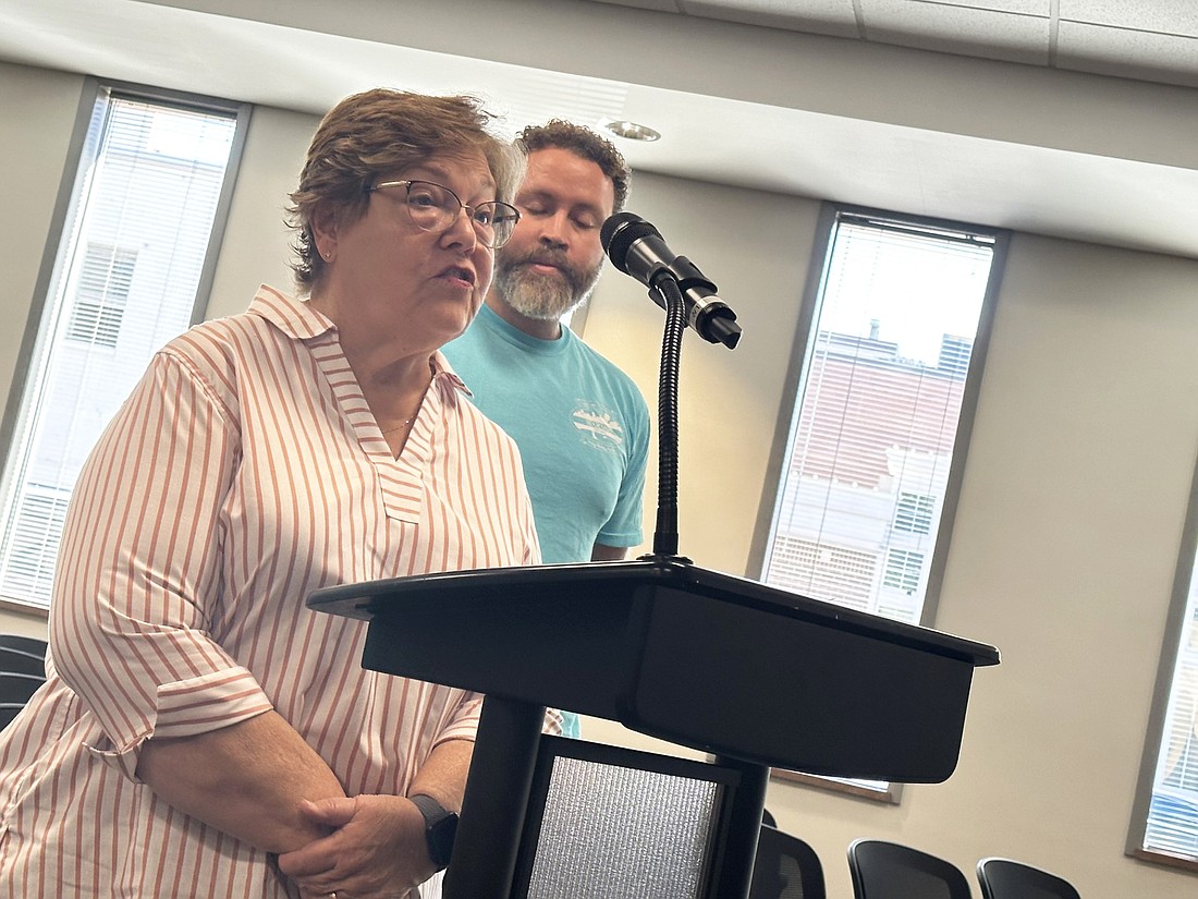 Warsaw Public Arts Commission Chair Suzie Light (L) and City Planner Justin Taylor request the Warsaw Board of Public Works and Safety on Friday approve a $10,000 Creative Convergency grant from the Indiana Arts Commission. Photo by David Slone, Times-Union