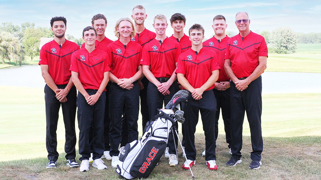 2023 team photo of Grace College men's golf.