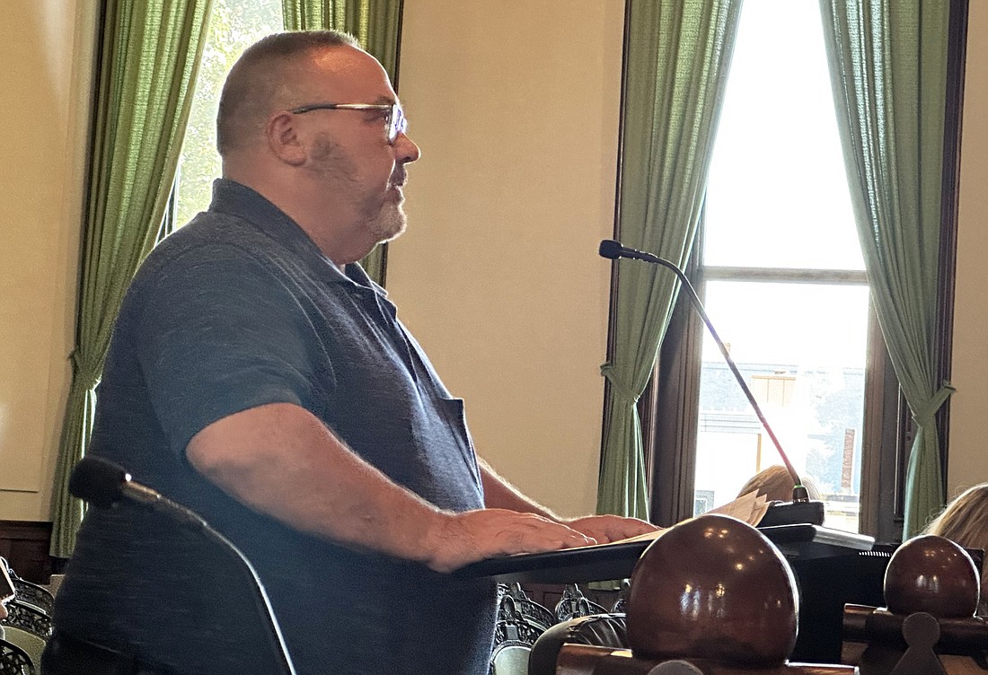 Kosciusko County Solid Waste Management District Director Tom Ganser presents his 2024 budget to the county council Thursday. Photo by David Slone, Times-Union