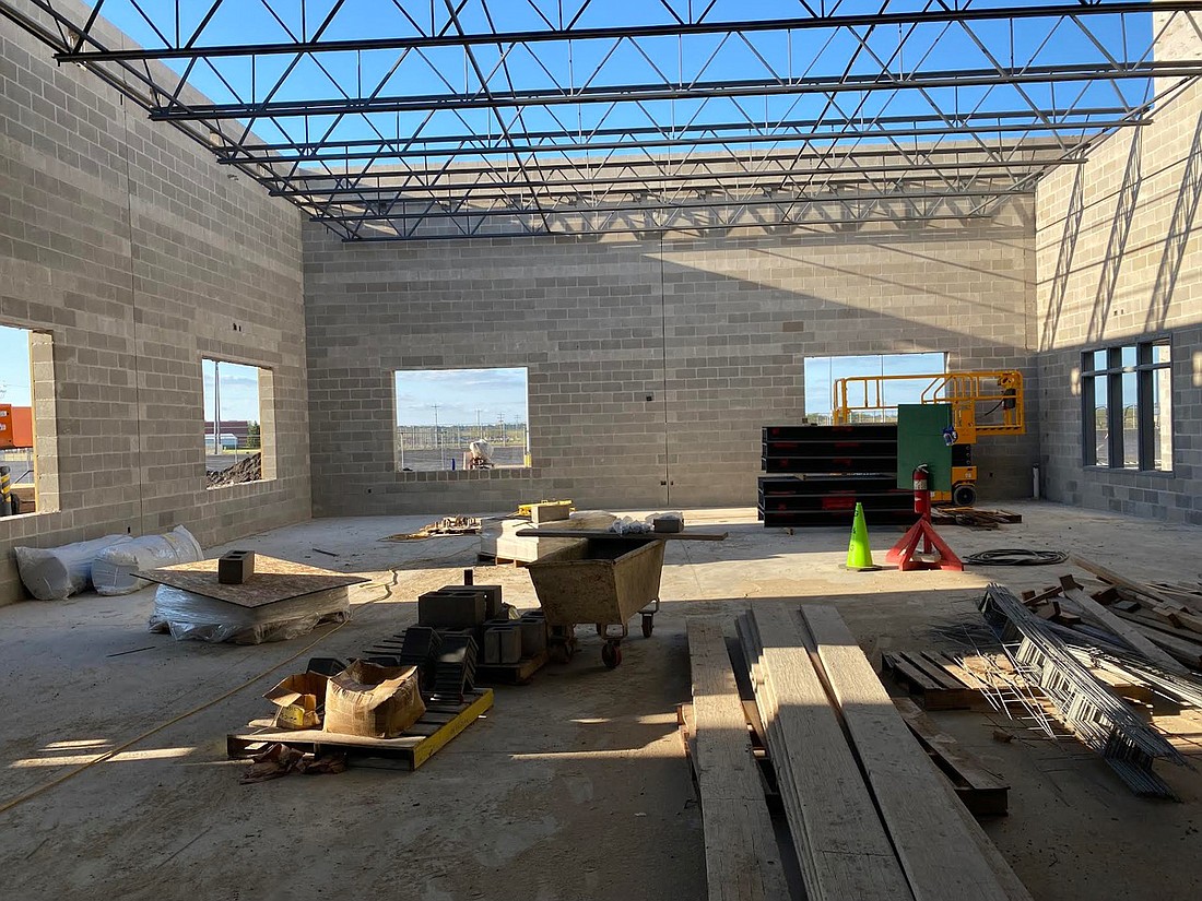 The new weight room at Tippecanoe Valley High School is shown on Thursday. The Tippecanoe Valley School Board was updated on work on it and the other parts of the TVHS construction project at its monthly public work session on Thursday. Photo by Leah Sander, InkFreeNews