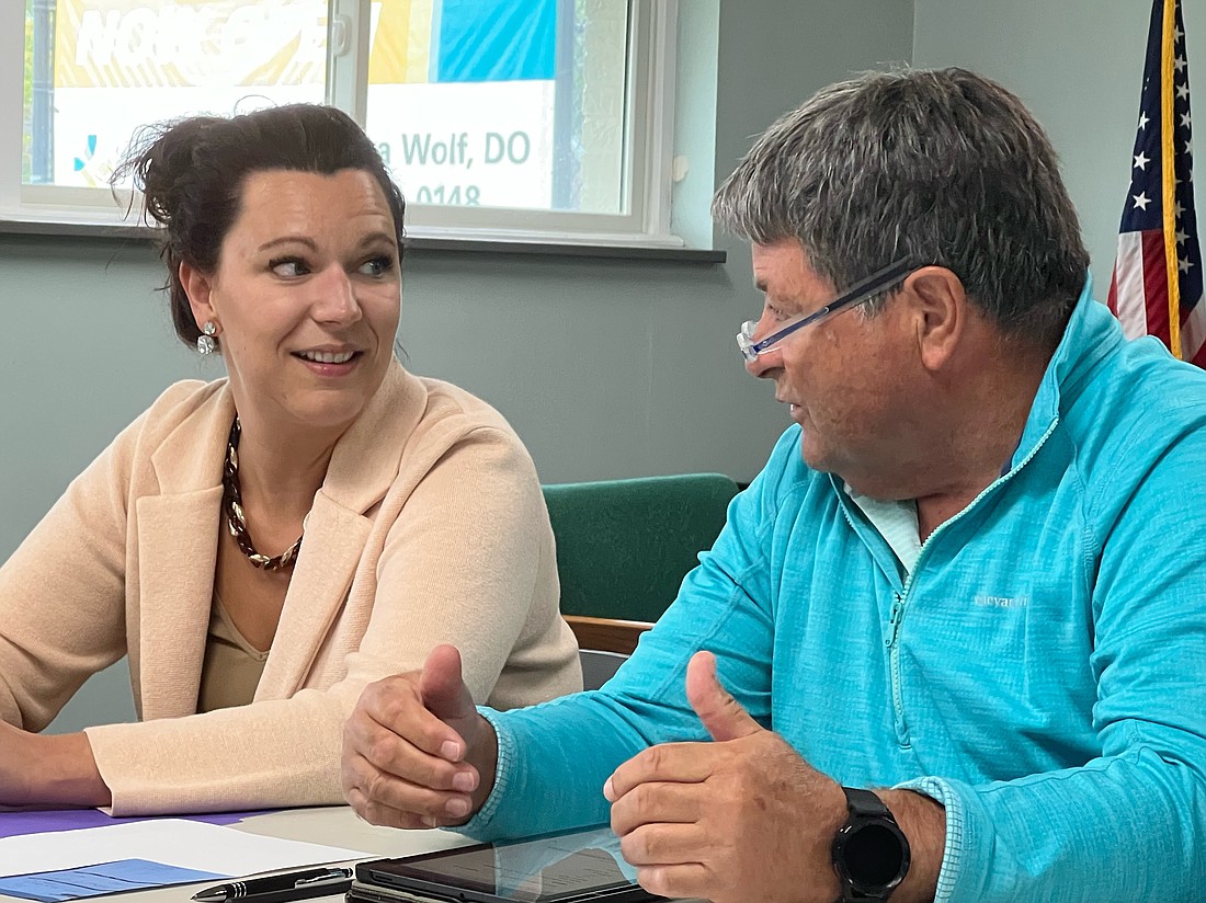 Pictured (L to R) North Webster Clerk-Treasurer Leigh Ann Jessop and Town Council President Dan Thystrup. Photo by Keith Knepp, InkFreeNews