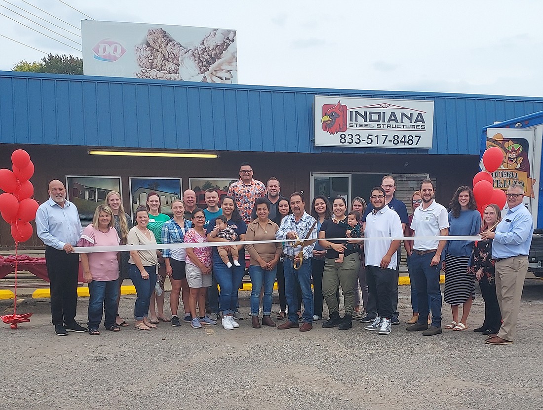 Kosciusko Chamber of Commerce held a ribbon-cutting for Indiana Steel Structures, 2224 E. Winona Ave., Warsaw. Pictured are Indiana Steel Structures employees and family and Chamber staff and ambassadors. Photo by Jackie Gorski, TIMES-UNION