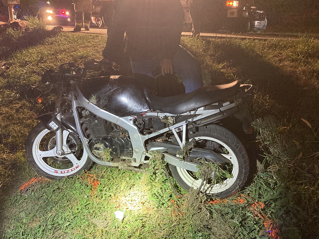 An Argos man was killed in a motorcycle accident Sunday evening, riding this motorcycle. Photo provided by Kosciusko County Sheriff's Office.