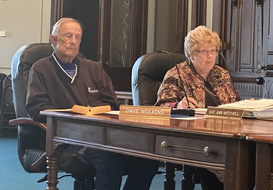 Kosciusko County Councilwoman Sue Ann Mitchell (R) expresses her concern with budgeting $50,000 for Stillwater Hospice for 2024 when the other 11 counties Stillwater serves does not donate any funds to the nonprofit. She also was concerned about the money donated from Kosciusko County staying in the county. On the left is Councilman Dave Wolkins. Photo by David Slone, Times-Union