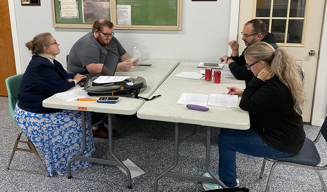 At a special Sidney Town Council meeting on Sunday are (L to R) Town Clerk-Treasurer Lisa Parrett and Council members Gavin Parrett, Brandon Allen and Sharon Rancourt. Photo by Leah Sander, InkFreeNews