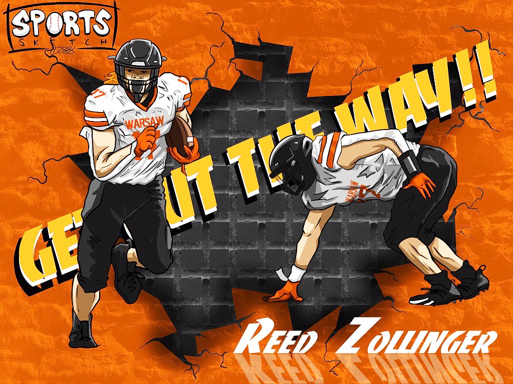 Warsaw student artist Amani Rodriguez’s newest piece is an homage to Tiger fullback Reed Zollinger.