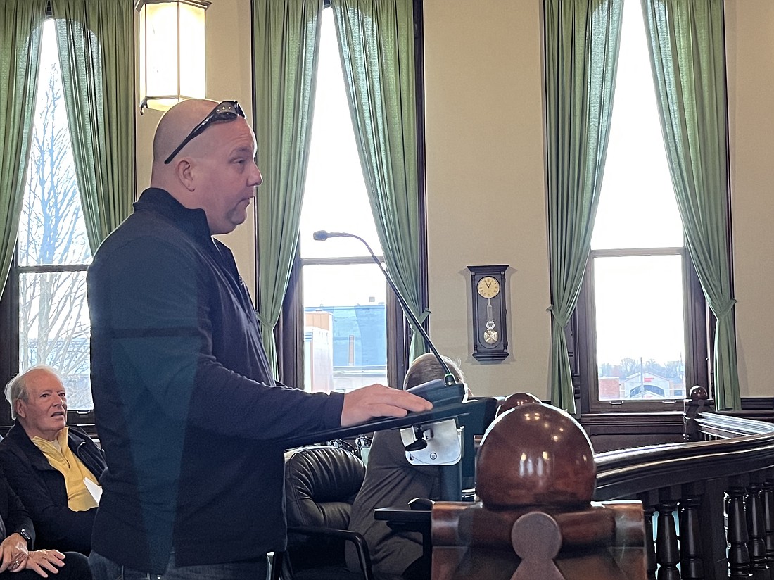 Pictured is Kosciusko County Velo Cycling Club Treasurer Nick Hauck, asking for $22,950 for the Fat and Skinny Tire Fest. Photo by Brianna Pitts, InkFreeNews