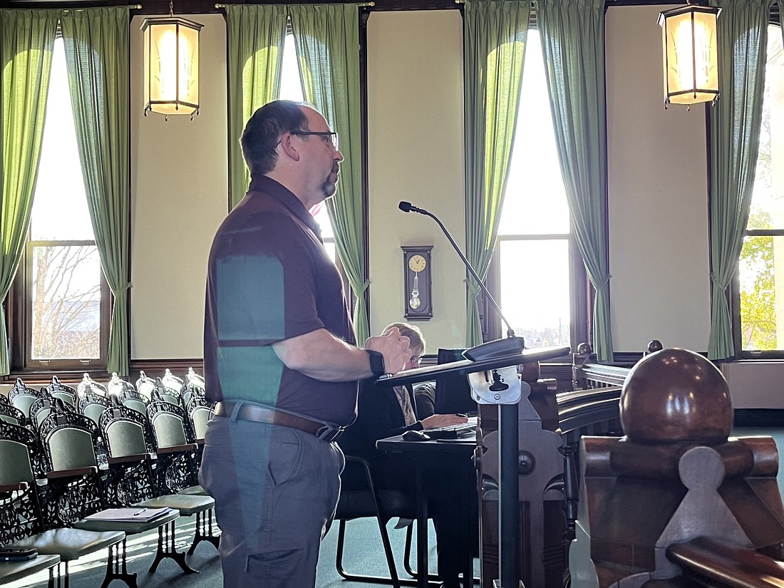 Pictured is Area Plan Commission Director Matthew Sandy giving an update on the Abonmarche project. Photo by Brianna Pitts, InkFreeNews