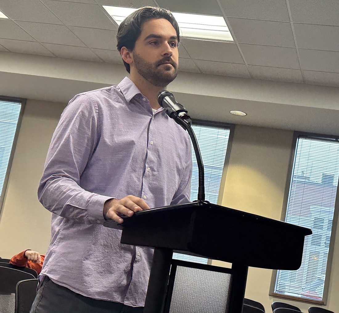 Warsaw Assistant City Planner Jackson Longenbaugh explains a tree canopy assessment grant to the Board of Public Works and Safety on Friday. Photo by David Slone, Times-Union