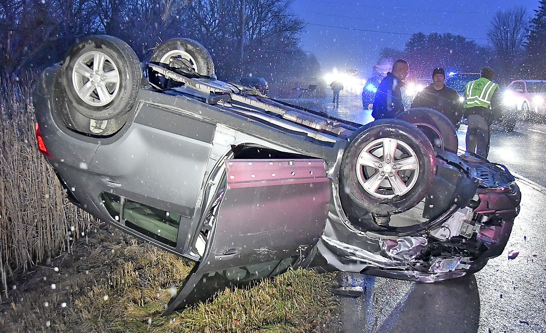 The accident caused a lengthy backup for traffic in the westbound lane of U.S. 30. Photo by Gary Nieter, Times-Union