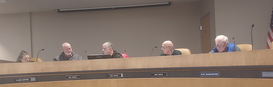 Pictured (L to R) are Oakwood Board of Regents member Ellen Hoffer, sexton Hal Heagy and board members Ken Locke, Max Mock and Dave Baumgartner. Photo by Jackie Gorski, Times-Union