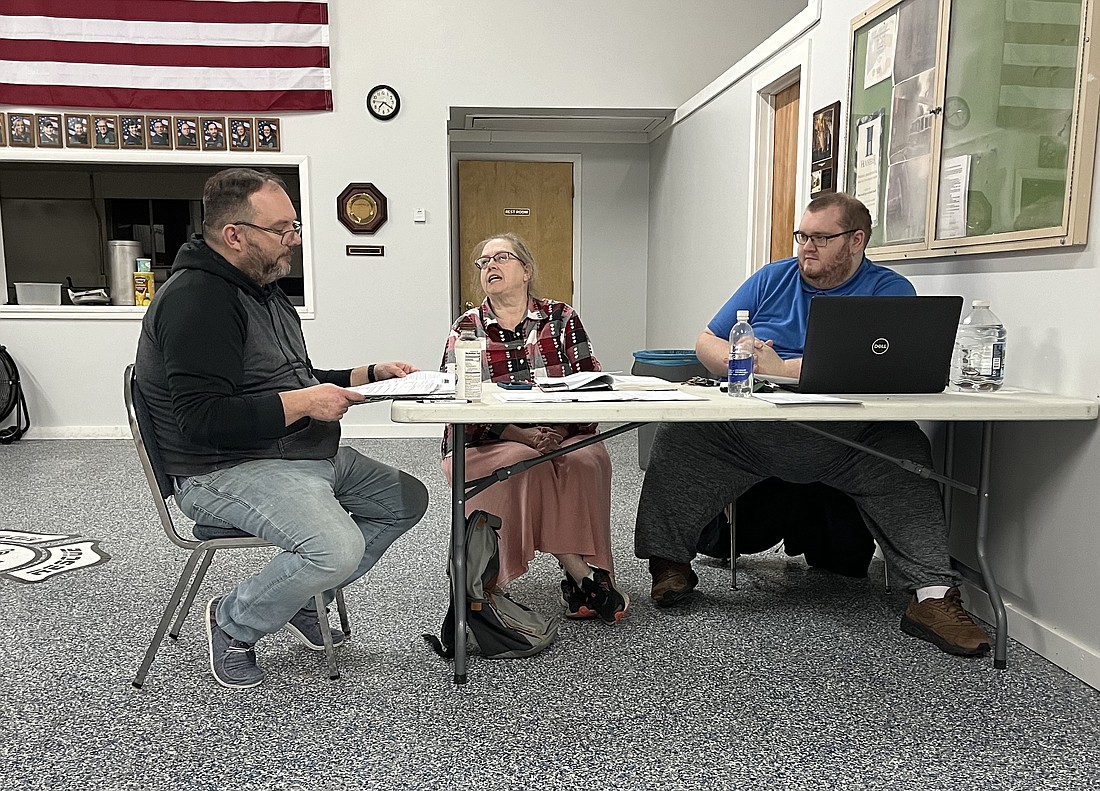 Sidney Town Council discusses and approves joining Kosciusko County Area Plan. Pictured (L to R) are board member Brandon Allen, Clerk-Treasurer Lisa Parrett and board member Gavin Parrett. Photo by Brianna Pitts, InkFreeNews