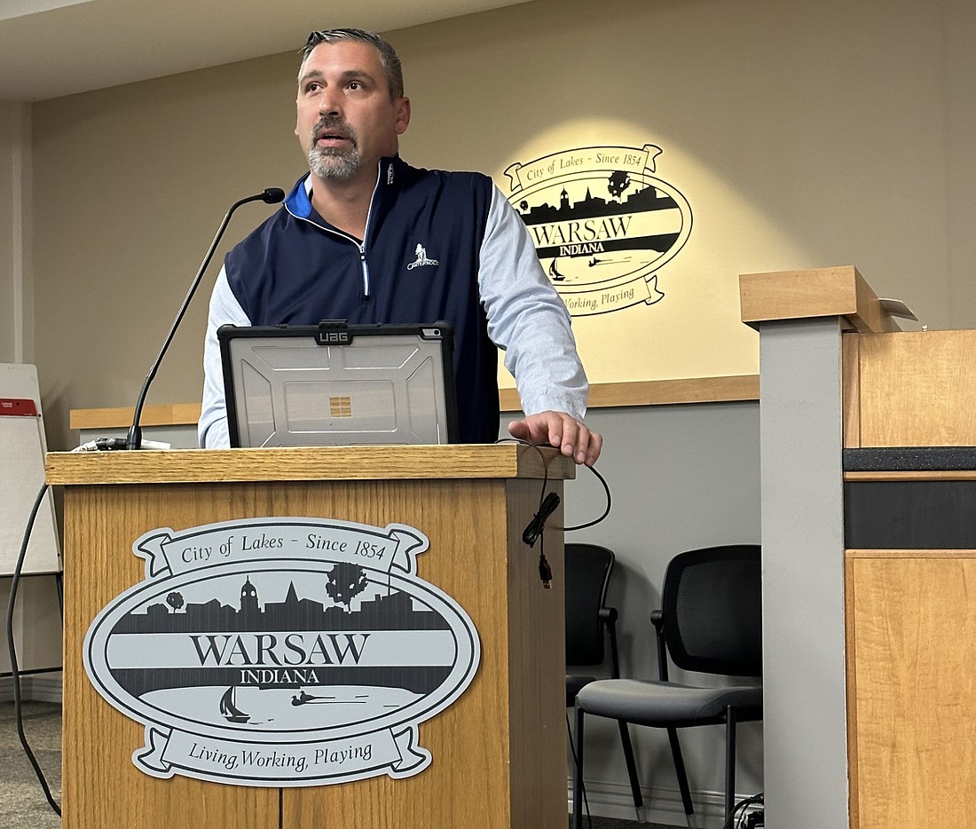 Warsaw Street Department Superintendent Dustin Dillon on Monday gave the City Council his road construction year-end report. Photo by David Slone, Times-Union