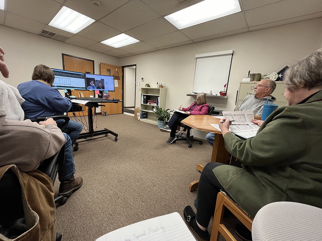 The Mentone Town Council heard a presentation given by grant administrator Zach Dripps at their special meeting on Monday. Photo by Brianna Pitts, InkFreeNews