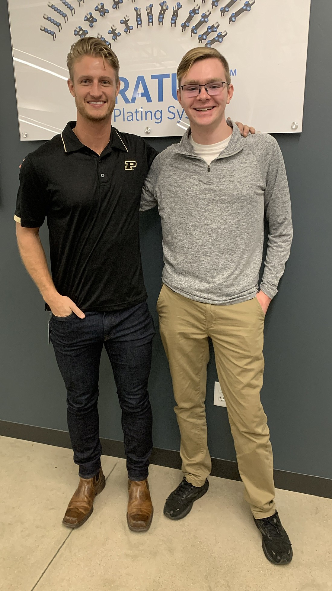 Pictured (L to R) are Blake Gross, of Medartis, with Luke Snyder, work-based learning student from the Warsaw Area Career Center. Photo Provided.