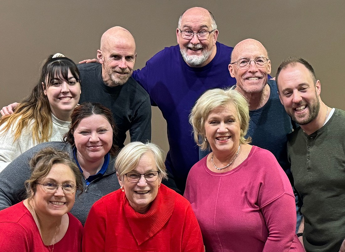 The Classic Arts Programs Jazz Vocal Ensemble includes clockwise from upper left, Bekah Rowe, Steve Meulink, Mike Lewis, Kirt Case, Ben Shaw, Lori Widman, director Dr. Ardis Faber, Angel Hamilton and Angela Reichart. Photo Provided.