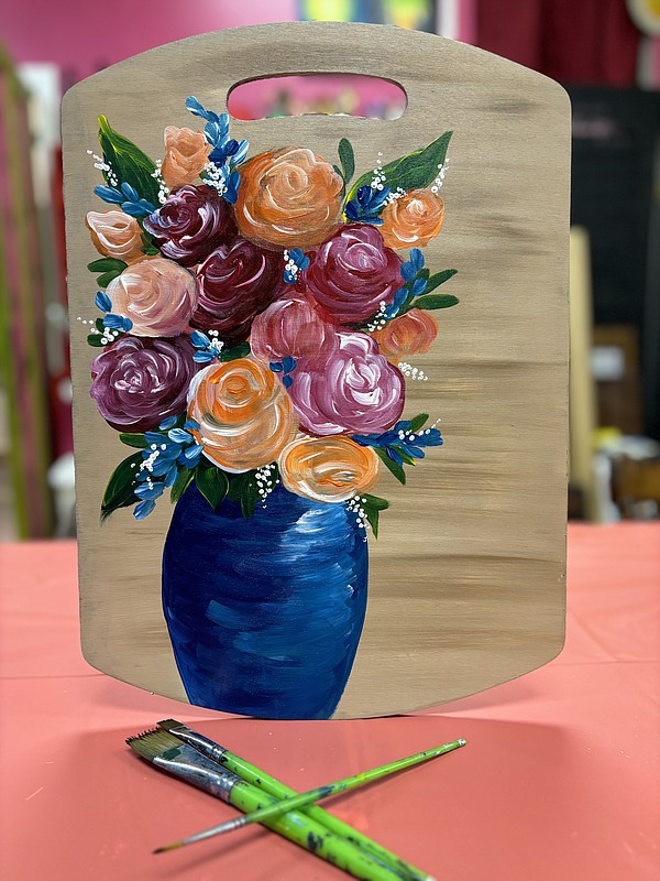 Warsaw Parks & Rec. Offers Cutting Board Floral Bouquet Painting Class