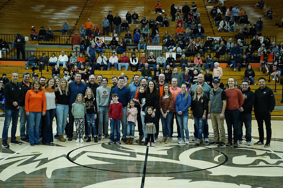 Warsaw Community Schools administrators Dr. David Hoffert, Dr. Dani Barkey, Kyle Carter and Tracy Horrell gathered with WCS board members Elle Turley, Tom Westerhof, Brad Johnson and Matt Deuel to recognize Jerry and Steve Yeager, along with other members of the SYM team. Photo Provided.