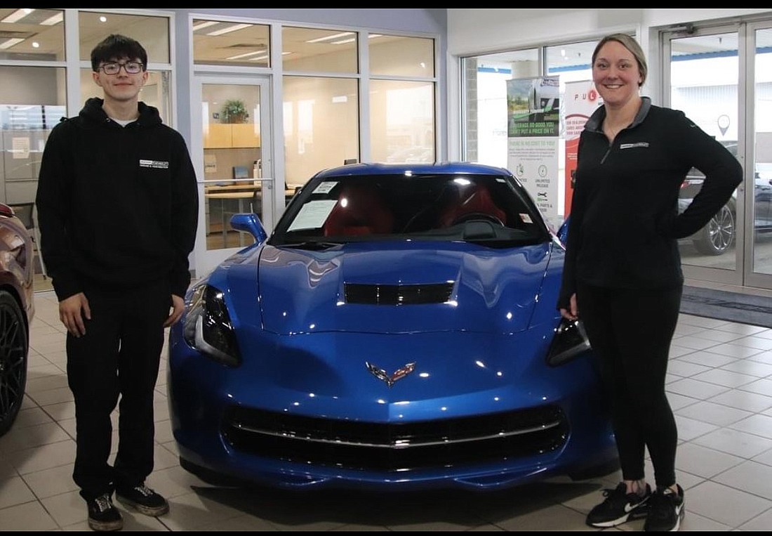 Pictured are WACC intern Sergio Alvarado and his supervisor, Abbey Jetmore, the service manager at Lakeside Chevrolet. Photo Provided.