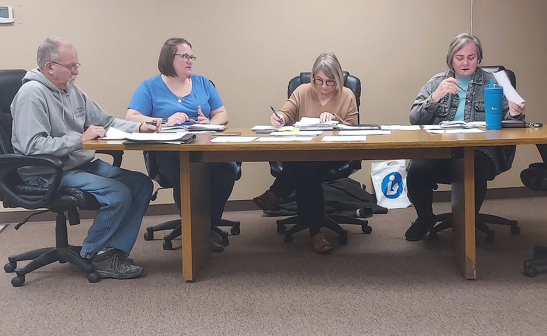 Pictured (L to R) are Mentone Town Councilman Tim Croy, Clerk-Treasurer Amanda Yaprak and Councilwomen Jill Gross and Shelly Krueger. Photo by Jackie Gorski, Times-Union