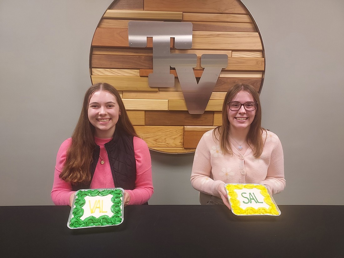 Pictured (L to R) are Kaylynn Miller, Tippecanoe Valley School Corporation valedictorian for the 2023-24 school year, and Caroline Stump, salutatorian. Photo by Jackie Gorski, Times-Union