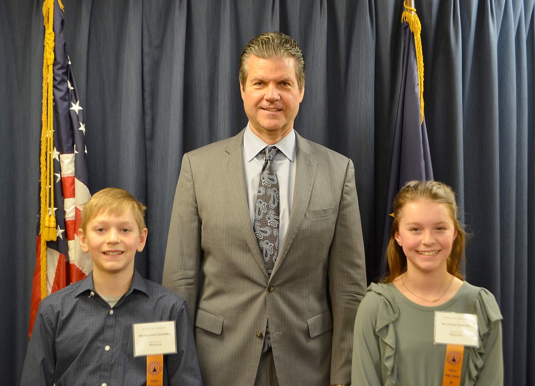 State Sen. Ryan Mishler (C) is pictured with Allison (R) and Benjamin (L) Goebel.Photo Provided.