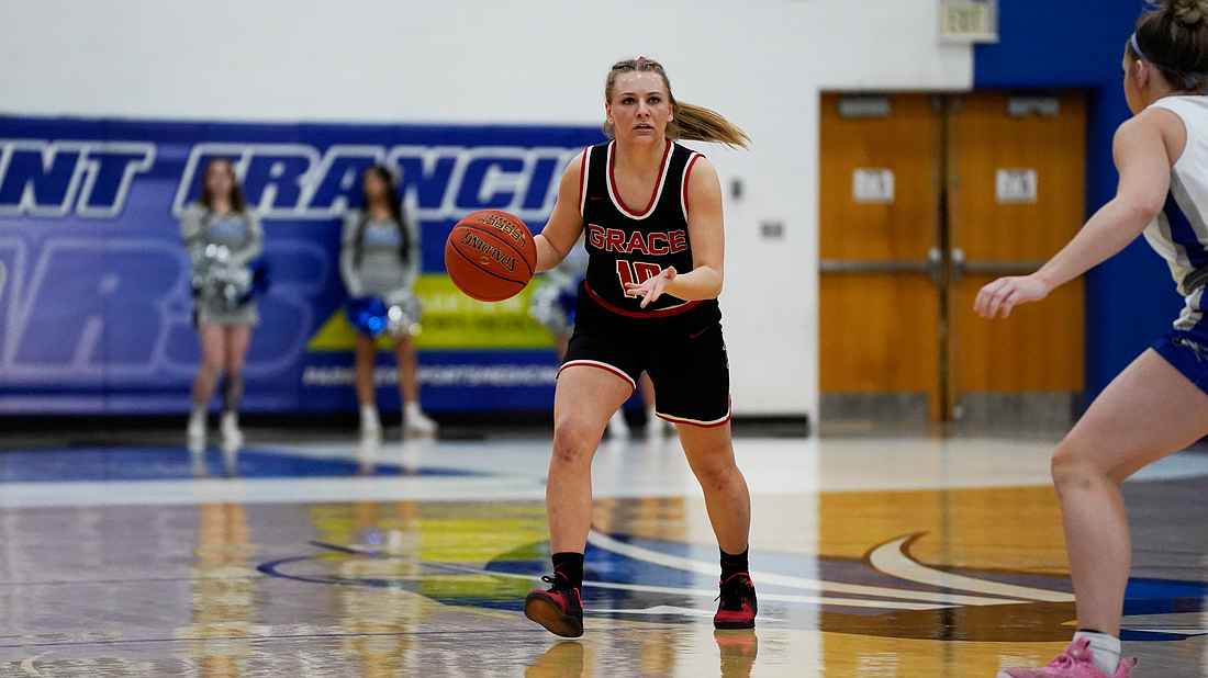 Pictured is Grace’s Kensie Ryman dribbling the ball upcourt.