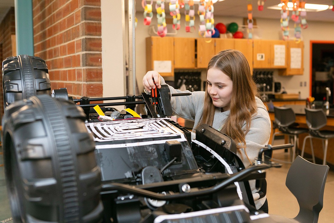 Grace faculty and students partner with Edgewood Middle School’s STEM program in two of its community-focused initiatives: “GoBabyGo!” and “Enabling the Future.” Photo Provided.