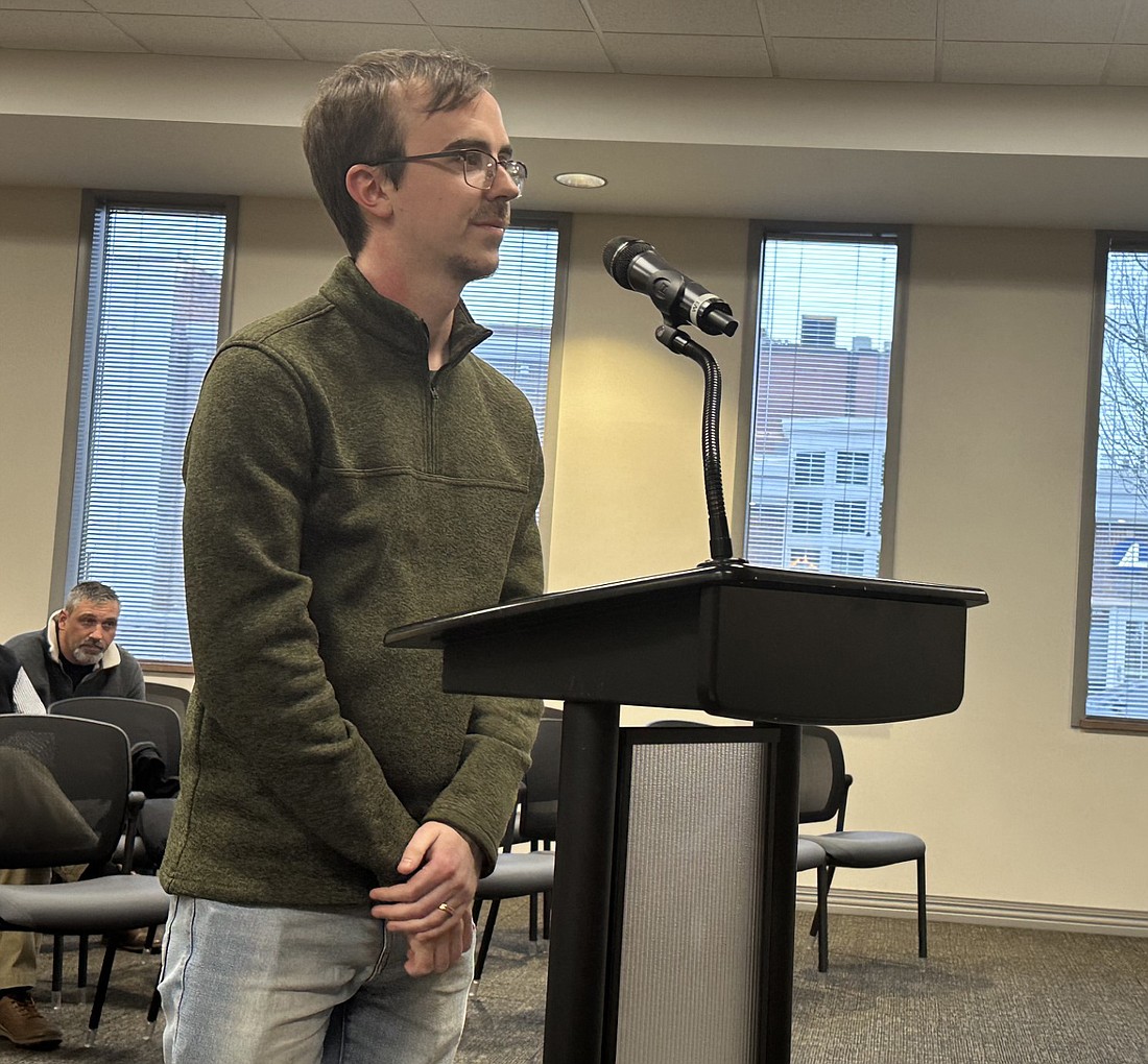 Habitat for Humanity of Kosciusko County Executive Director Ben Logan explains to the Warsaw Common Council on Monday what the ReSale Outlet is and how it raises funds for his nonprofit organization. Photo by David Slone, Times-Union
