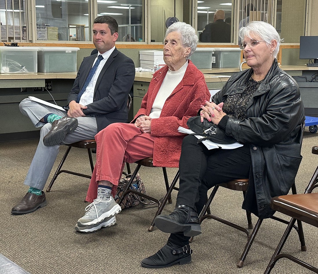 Pictured (L to R) at the Kosciusko County Election Board hearing are County Coroner Tyler Huffer, Jean Northenor and Prairie Township Trustee Julia Goon. Photo by David Slone, Times-Union