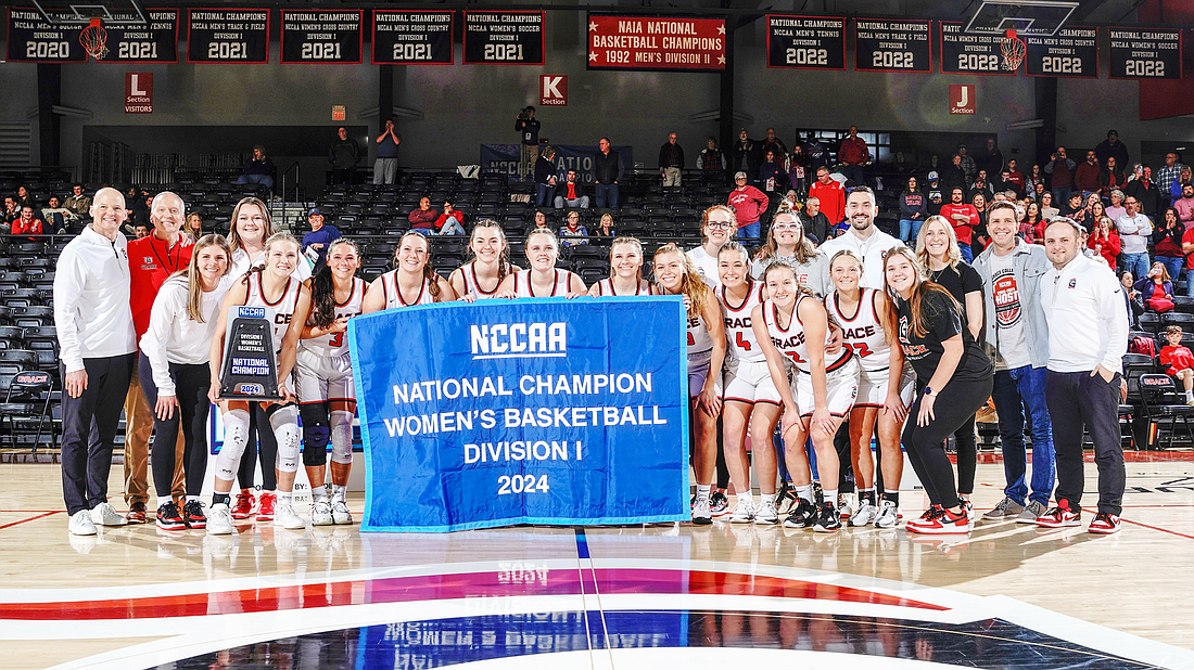 Pictured is Grace's women's basketball team following of the Championship game. Photo by Jeff Nycz
