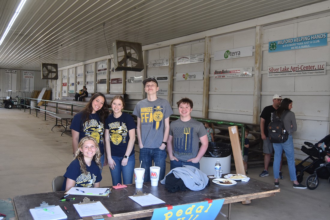 Members of the Wawasee Community Schools FFA pose at the annual pedal pull. Pictured (L to R) are Taelyn Tom, Josie Melton, Libby Haab, Carter Grady and Lucas Wilkinson. Photo by Patrick Webb, InkFreeNews