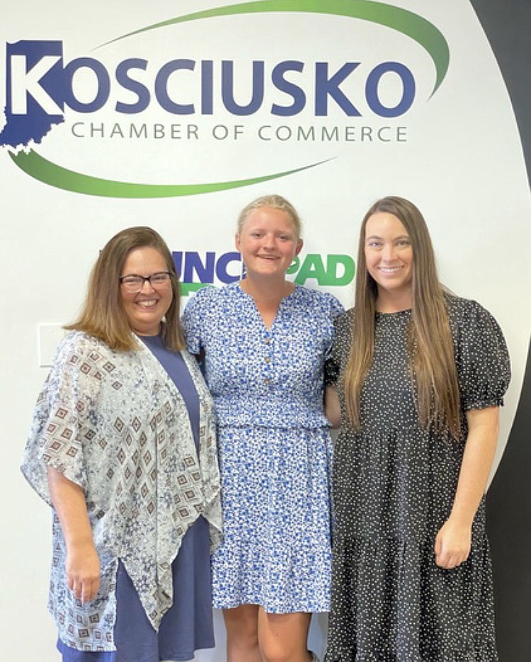 Pictured at the Kosciusko Chamber of Commerce are Michelle Goble, Chamber operations manager; Molly Kissling, intern; and Lauren Klusman, Chamber director of marketing and communications. Photo Provided.