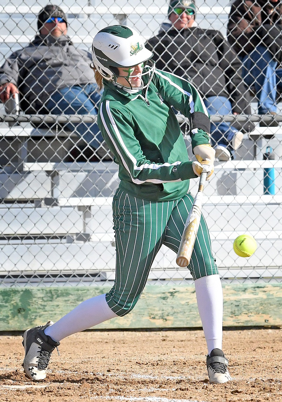 Wawasee junior Ava Couture connects with the ball for a single during Friday evening's home game against Manchester. Photo by Gary Nieter