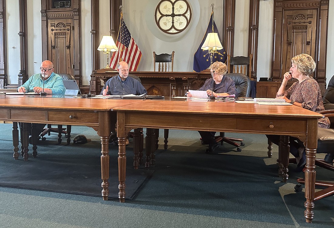 The Kosciusko County ARPA Committee met Wednesday to discuss remaining funds and closed-out grants. Pictured (L to R) are County Council President Mike Long, Middle District County Commissioner Cary Groninger, County Councilwoman Sue Ann Mitchell and County Administrator Marsha McSherry. Photo by David Slone, Times-Union