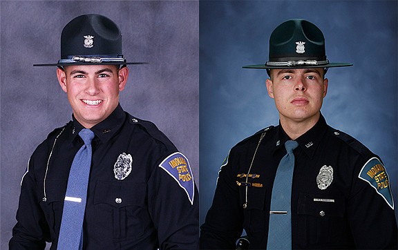 Pictured (L to R) are Indiana State Police Trooper Nikolos Anderson and Senior Trooper Brian Robbins. Photos Provided