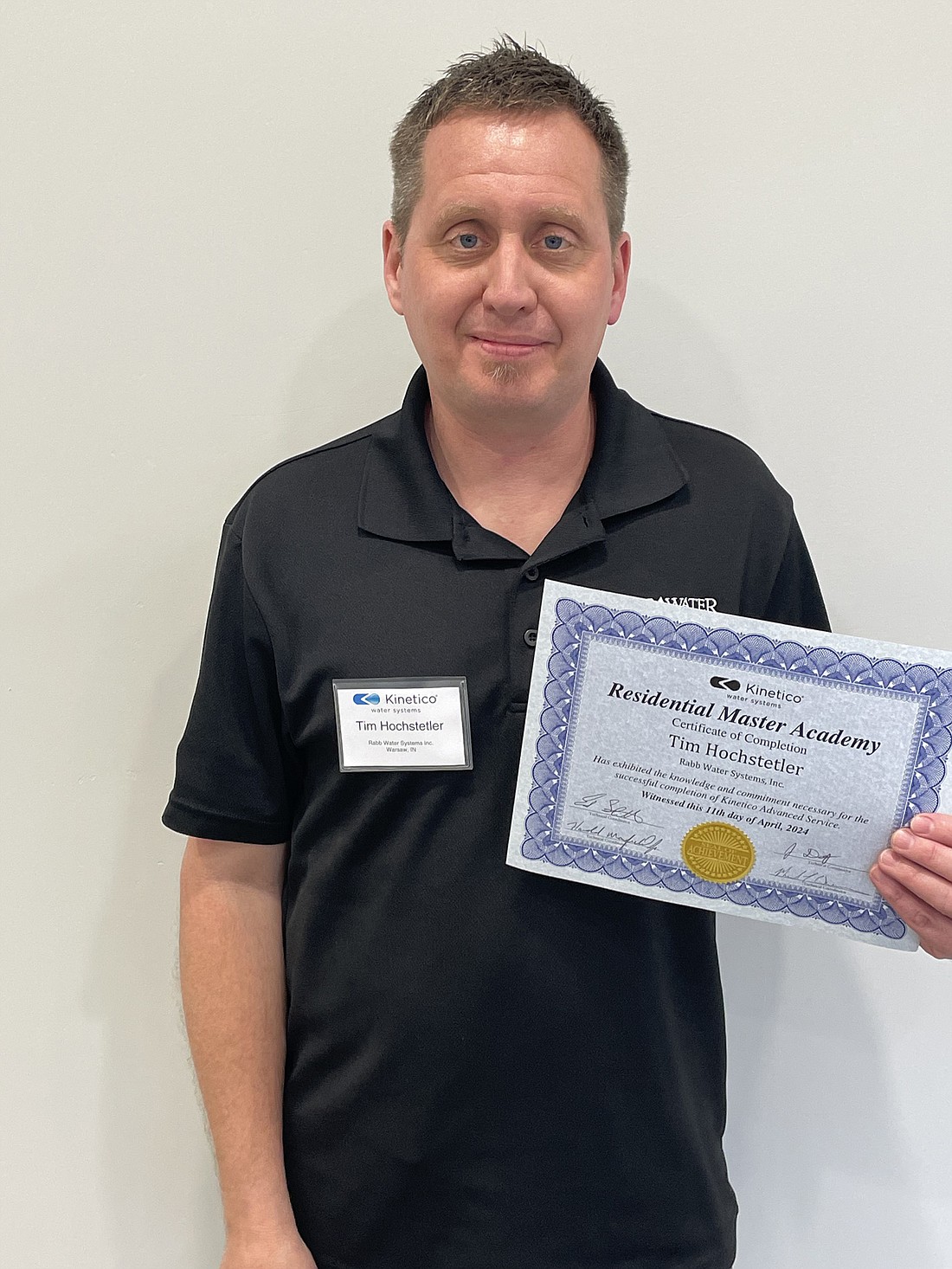 Tim Hoschstetler is pictured with his completion certificate.
