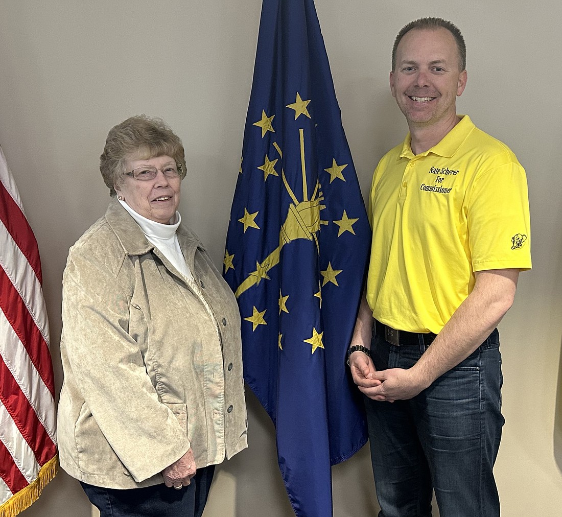 Candidates for northern district Kosciusko County commissioner are (L to R) Sue Ann Mitchell and Nathan Scherer. Photo by David Slone, Times-Union