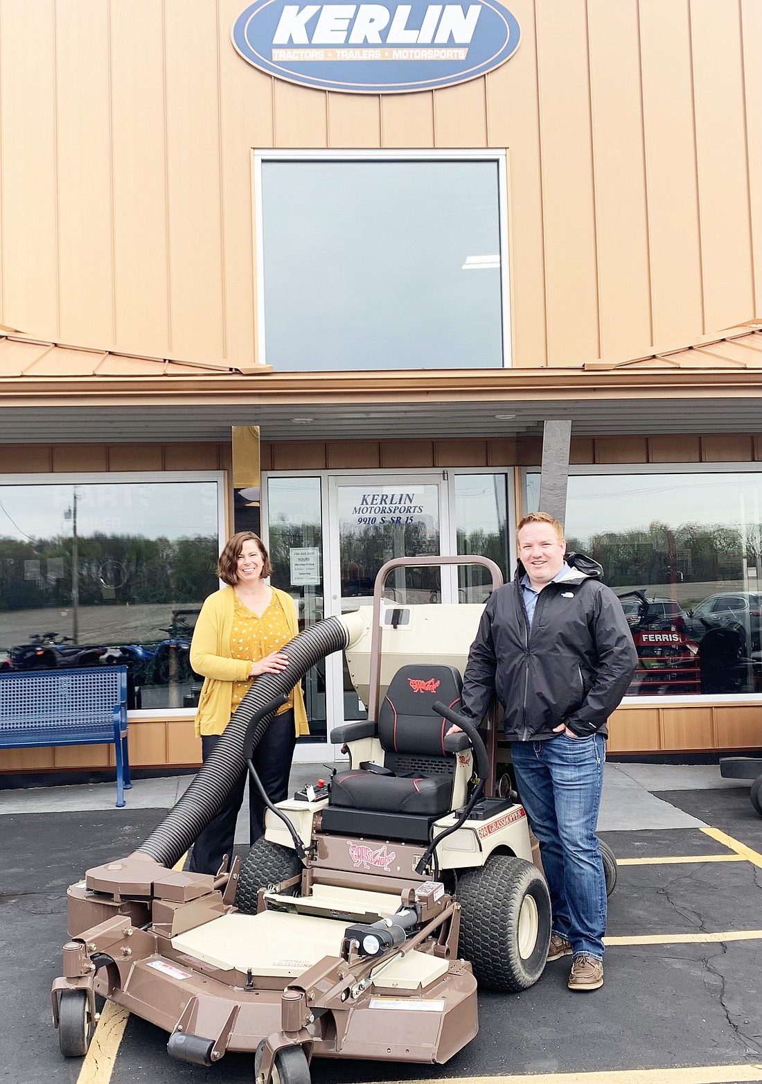 The 32nd Annual Beaman Home Golf Scramble will take place on Monday, June 3, 2024, at Stonehenge Golf Club in Warsaw. Team registrations and event sponsors will be accepted through May 25th. Pictured (L to R):  Renea Salyer, Beaman Home Executive Director and James Sibray, Kerlin Tractor & Motorsports