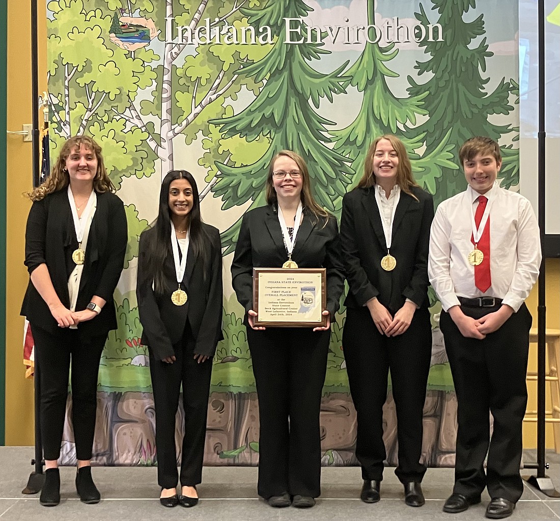 Pictured (L to R) are Elizabeth Osborn, Titiksha Gorhe, Bronwyn Harrison, team captain; Sydney Clark and Kevin Gough, alternate. Not pictured is Caleb Aukeman. Photo Provided