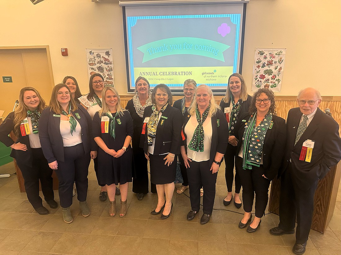 Attending board members to the 2024 Girl Scouts of Northern Indiana-Michiana Annual Celebration event are (L to R), back: Emma Steadman, Jana Grothaus, Sharon Pohly (CEO), Julie Spears, Anne White; front: Stephanie Van Dellen, Andie Mosley, Jennifer Molinda, Robin Tribbett, Lisa Cashel, Jean Fahy and William Schmuhl. Photo Provided.