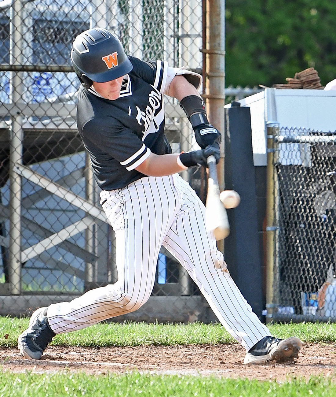 Junior Cohen Heady of Warsaw starts the second inning off for Warsaw with a solid double...Nieter