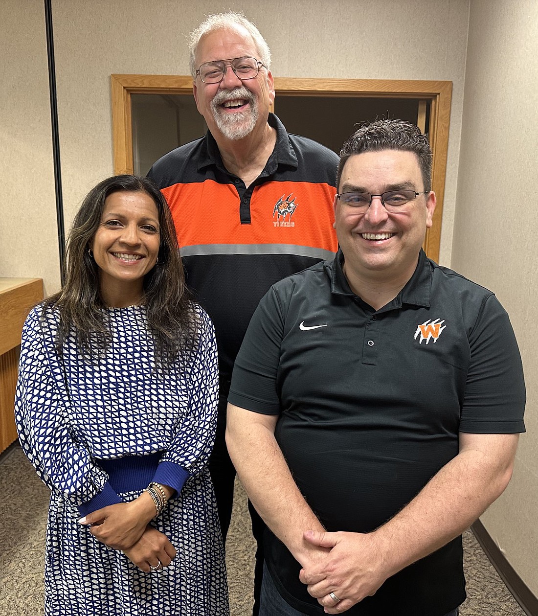 Filing for the Warsaw School Board election at 8 a.m. Tuesday at the county clerk’s office are (L to R) Mallika Klingaman, district 3; Randy Polston, district 4; and Matt Deuel, district 6. Photo by David Slone, Times-Union