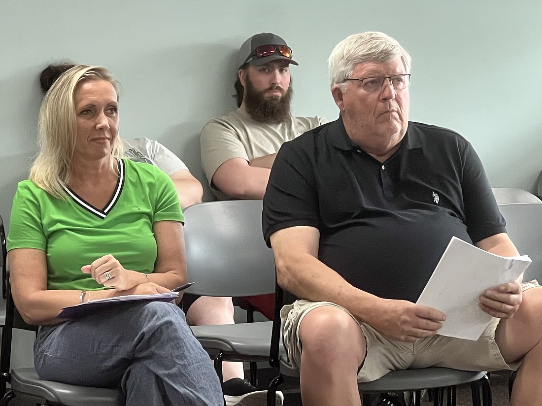 North Webster Community Center Director Emily Shipley (L) and Senior Primelife Enrichment Center Board President Alan Frank each addressed the North Webster Town Council on Tuesday evening regarding their respective organizations. Photo by Keith Knepp, InkFreeNews