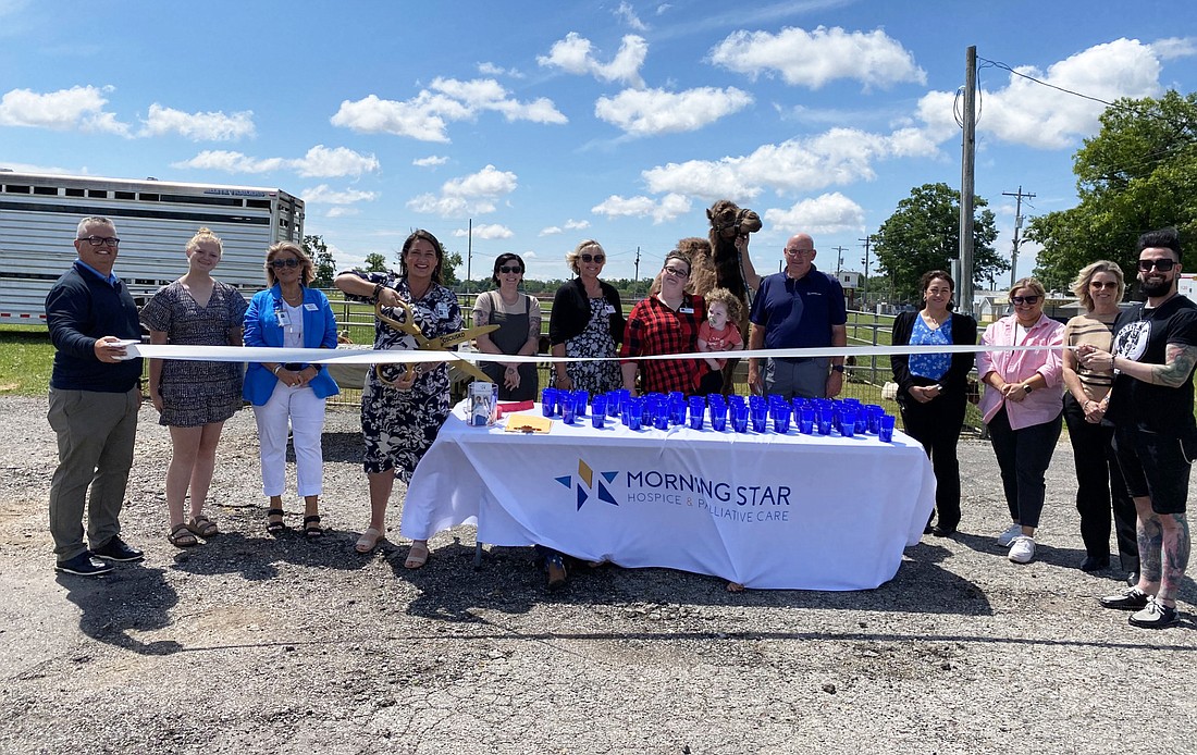 The Kosciusko Chamber of Commerce had a ribbon-cutting for Morning Star Hospice & Palliative Care of Warsaw on Wednesday at the Kosciusko County Fairgrounds. The business is located at 1128 E. Winona Ave., Warsaw. Pictured (L to R) are, front row: Chamber President and CEO Rob Parker, Chamber intern Molly Kissling, Chamber Ambassador Stacey Leek, Morning Star Administrator Brea Williams, Chamber Ambassador Kristi Hull, Morning Star Community Liaison Wende Roberts, Morning Star Director of Clinical Services Jodi Isaacs with her son Lucas Isaacs, Morning Star Director of Operations Todd Hippert and Chamber Ambassadors Sandra Parra, Kyrie Maierle, Nichole Shoda and Nathan Underneath. Photo by Leah Sander, InkFreeNews.